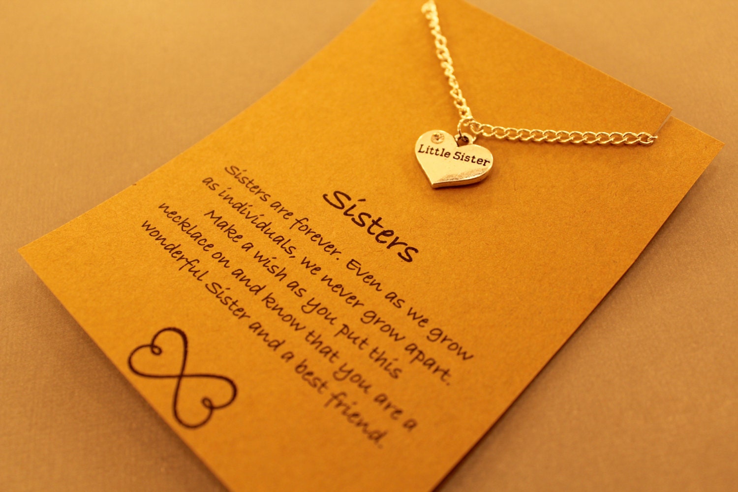 Little Sister Necklace: Silver Tone Little Sister Heart Necklace, Wish Necklace, Best Friends, Friendship, Sister Necklace, Little Sister