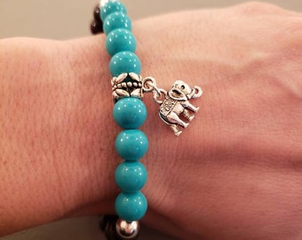 Beaded Elephant Bracelet: Friebdship Bracelet, Stretch, Adjustable, Elephant Charm, Elephant Jewelry, Zen Bracelet