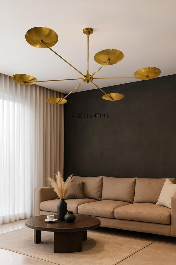 アンティーク家具照明U.S MODERN LIGHT Modern Sputnik Chandelier 6-arm Raw Brass Spider Ceiling Light