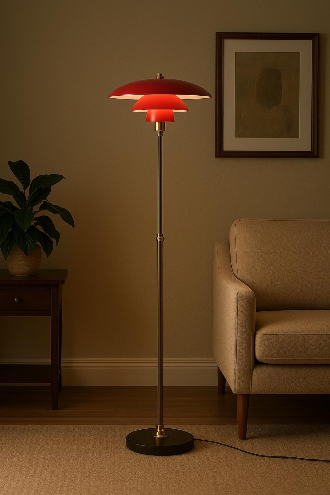 Mid Century Modern Floor Lamp | 1950s Stilnovo Style Italian Brass