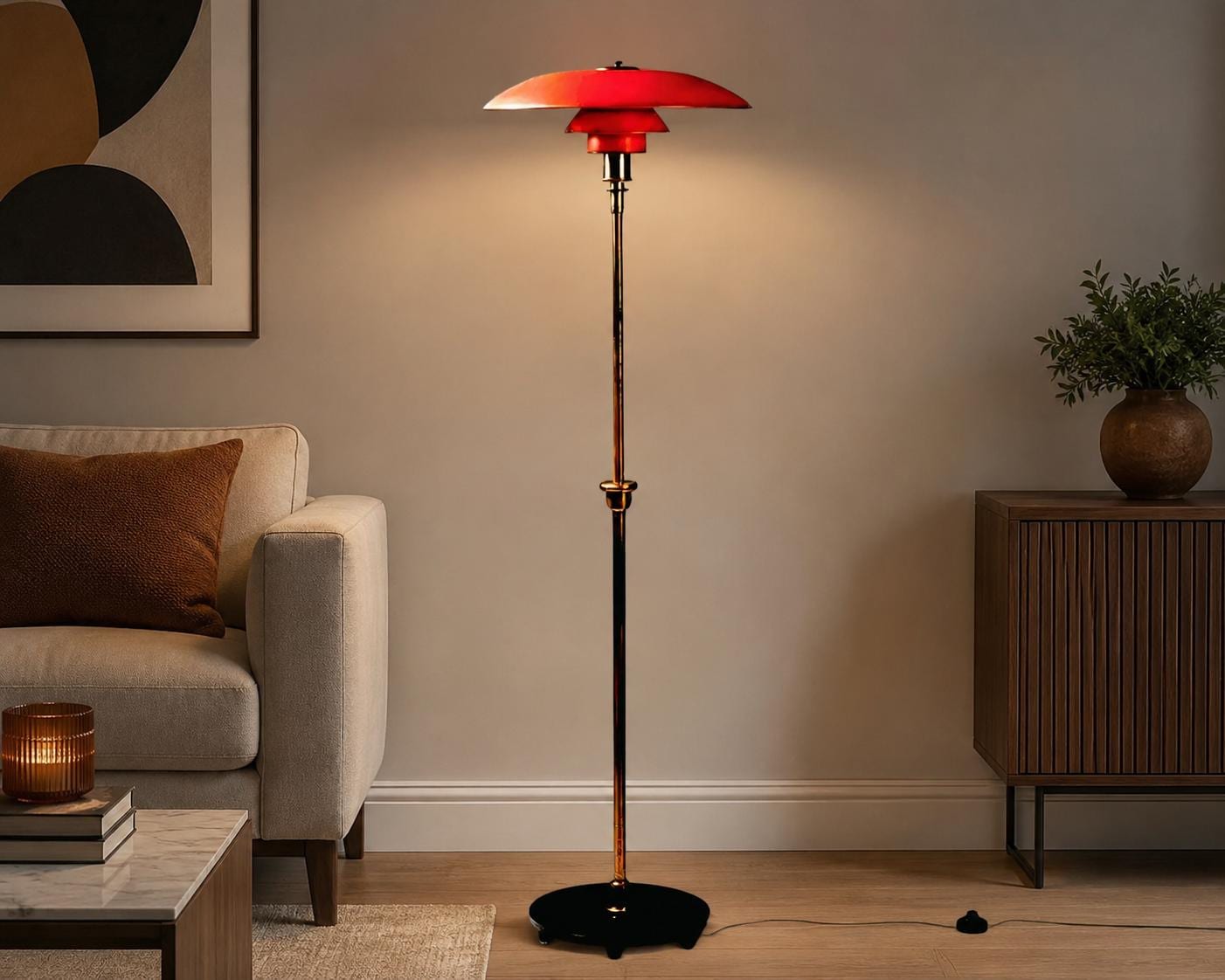 Mid Century Modern Floor Lamp | 1950s Stilnovo Style Italian Brass
