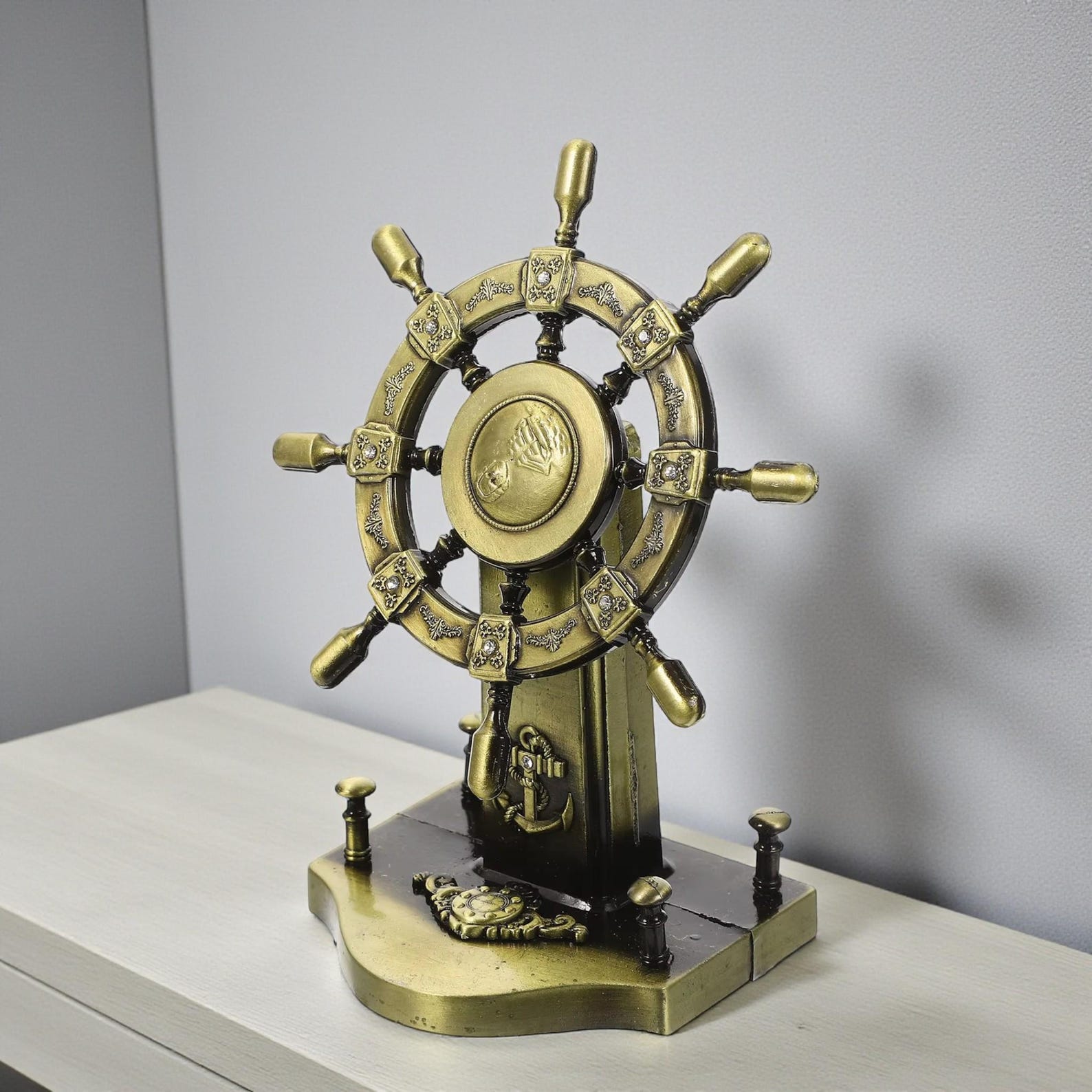 Retro Gold Rudder Ship Rudder Ornament, Nautical Desk Sculpture, Vintage Ship Wheel Home ...