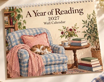 Calendario de pared 2027 para amantes de los libros, Calendario de lectura anual, Decoración para un rincón de lectura acogedor, Regalo para lectores, Decoración de pared para dormitorios universitarios