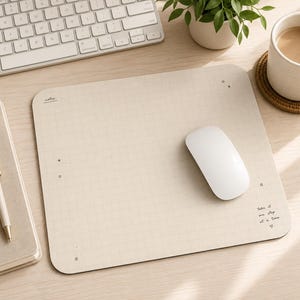 Scandi Minimal Grid Mouse Pad Neutral Cream Aesthetic Desk Pad Modern Scandinavian Study Desk Decor Minimalist Office Workspace Gift