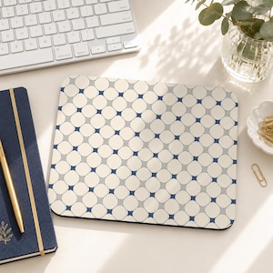 Blue Geometric Mouse Pad Minimal Desk Mat Modern Pattern Office Desk Accessory Neutral Dorm Room Decor Scandinavian Mousepad