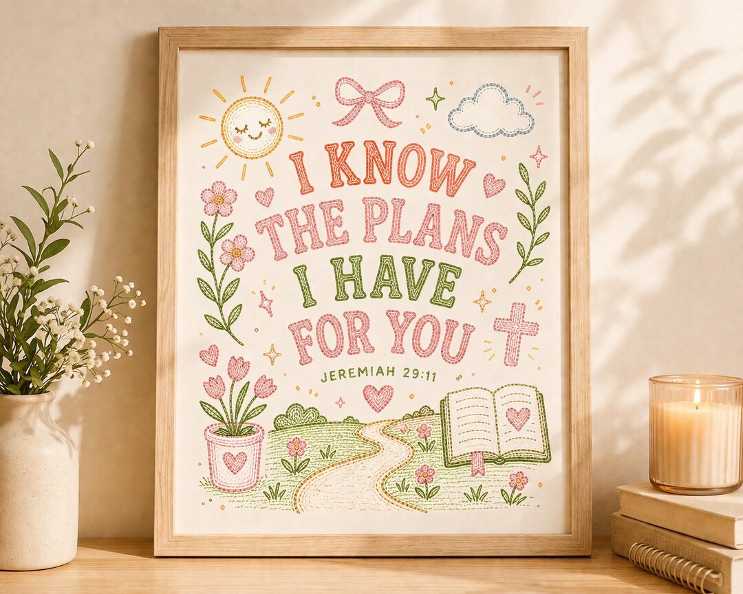 Bible Verse Wall Art Printable Jeremiah 29 11 Christian Dorm Decor Cute ...