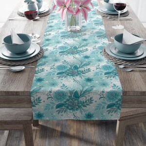 Floral Table Runner for Dining Decor, Elegant Table Accent for Weddings, Events, Home, Brunch, Kitchen
