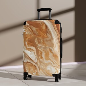 Stijlvolle marmeren reiskoffer, unieke bagage, reistas, vakantiebenodigdheden, cadeau voor reizigers