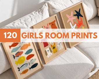 Animal & Educational Girl's Nursery Prints | Playroom Decor (Digital Download)