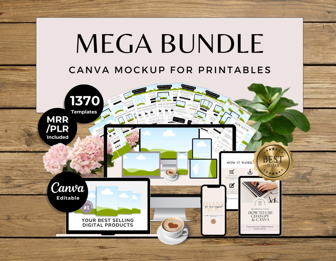 Canva Mockup Templates for Printables Books, Journals Planners Digital ...