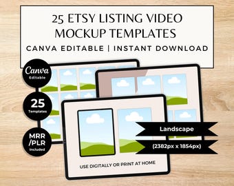 Etsy Listing Video Template Bundle, 25 Editable Canva Mockups for Product Videos, Drag and Drop Design for Digital & Physical Item Sellers