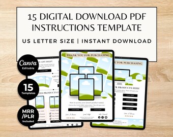 15 Canva Digital Download Template, Master Resell Rights Mockup, MRR/PLR, PDF Delivery Link, Editable File Guide Etsy Sellers, Product link