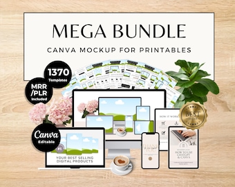 1370 Master Resell Rights Mockup, MRR/PLR, Canva Mockup Bundle, Online Course Mockup, Planner Mockup, eBook Mockup, PLR Digital Products