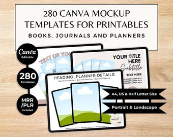 280 Canva-mockupmallar för digitala produkter | Etsy-listbilder för utskrivbara material, journaler, planerare, e-böcker och arbetsböcker