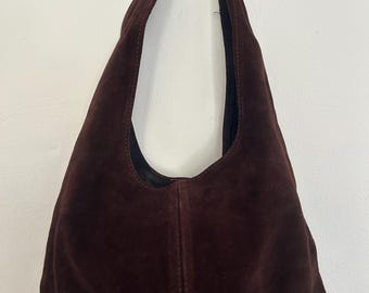 Women's Suede Hobo Bag | Soft Leather Shoulder Bag | Minimalist Bag | Boho Everyday Bag | Available in Multiple Colors