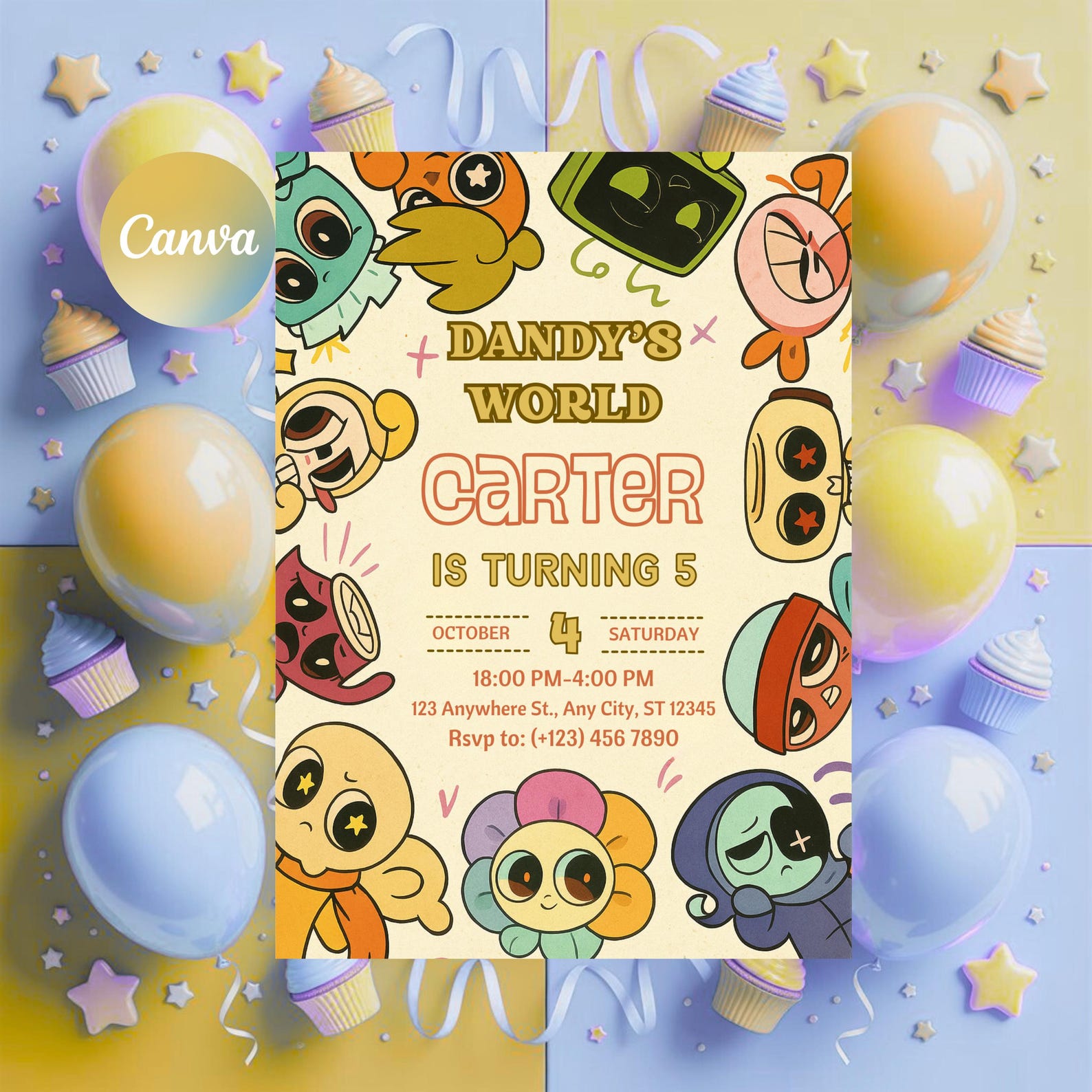 Dandy’s World Birthday Invitation | Twisted Toon Party Invite ...