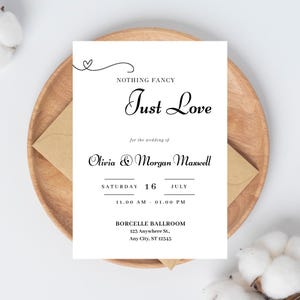Simple Black and White Wedding Invitation | Elegant Minimalist Wedding Invite Template | Printable Modern Wedding Card