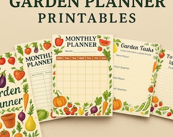 Garden Planner Printable • 8-Page Gardening Journal • A4 & US Letter • Seed Starting Log, Monthly Planner