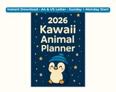 2026 Calendar PDF • Animal Theme • Pastel Planner Pages • A4 / US Letter • Instant Digital Download