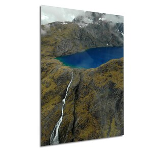 Lake Erskine Aerial Photo New Zealand South Island, Helicopter View Wall Art, Mountain Lake Photography Print Near Fiordland