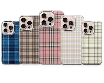 Plaid Print Phone Case Trendy Pattern Cover for iPhone 17 Pro Max, 16e, 15, 14, 13 & Samsung S25 Ultra, S24 FE,A56, A16, Pixel 10XL,9a, 8, 7