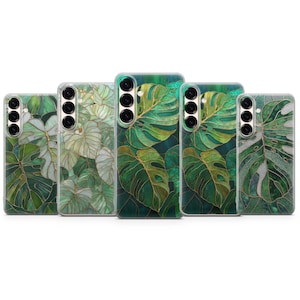 Plant Monstera Phone Case Palm Leaves Cover for iPhone 17 Pro Max, 16e, 15, 14, 13 & Samsung S25 Ultra, S24 FE,A56, A16, Pixel 10 XL, 9a,8,7
