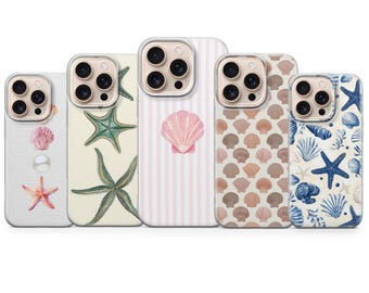 Sea Shell Phone Case Ocean Cover for iPhone 17 Pro Max, 16e, 15, 14, 13 & Samsung S25 Ultra, S24 FE, A56, A16, Pixel 10 XL, 9a, 8, 7