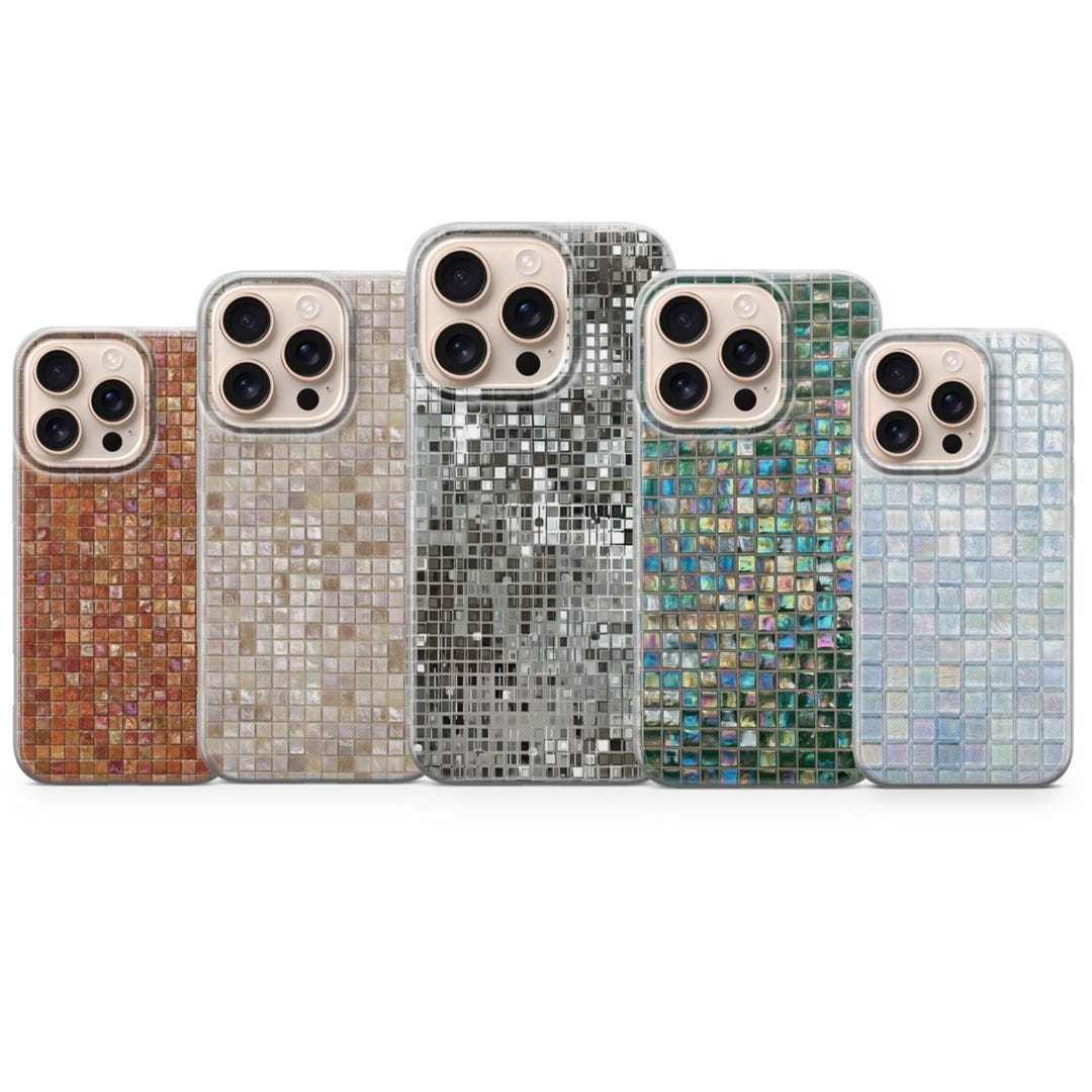 Mosaic Phone Case Tile Glass Cover for iPhone 17 Pro Max, 16e, 15, 14 ...