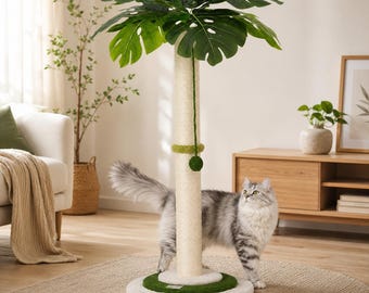 84 cm hoge krabpaal voor katten, sisal zitplanken met hangende bal, binnenspeeltuin voor katten