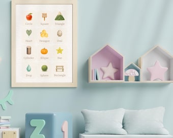 Montessori Shapes Poster | Educational Nursery Wall Art