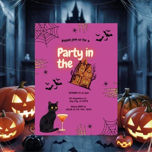 Editable Halloween Party Invitation | Haunted House Halloween Party | Spooky Digital Invite | Phone Version Included | Canva Template