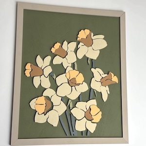 Wood Flowers Wall Art - Boho wall decorations - Modern Botanical Wall Decor