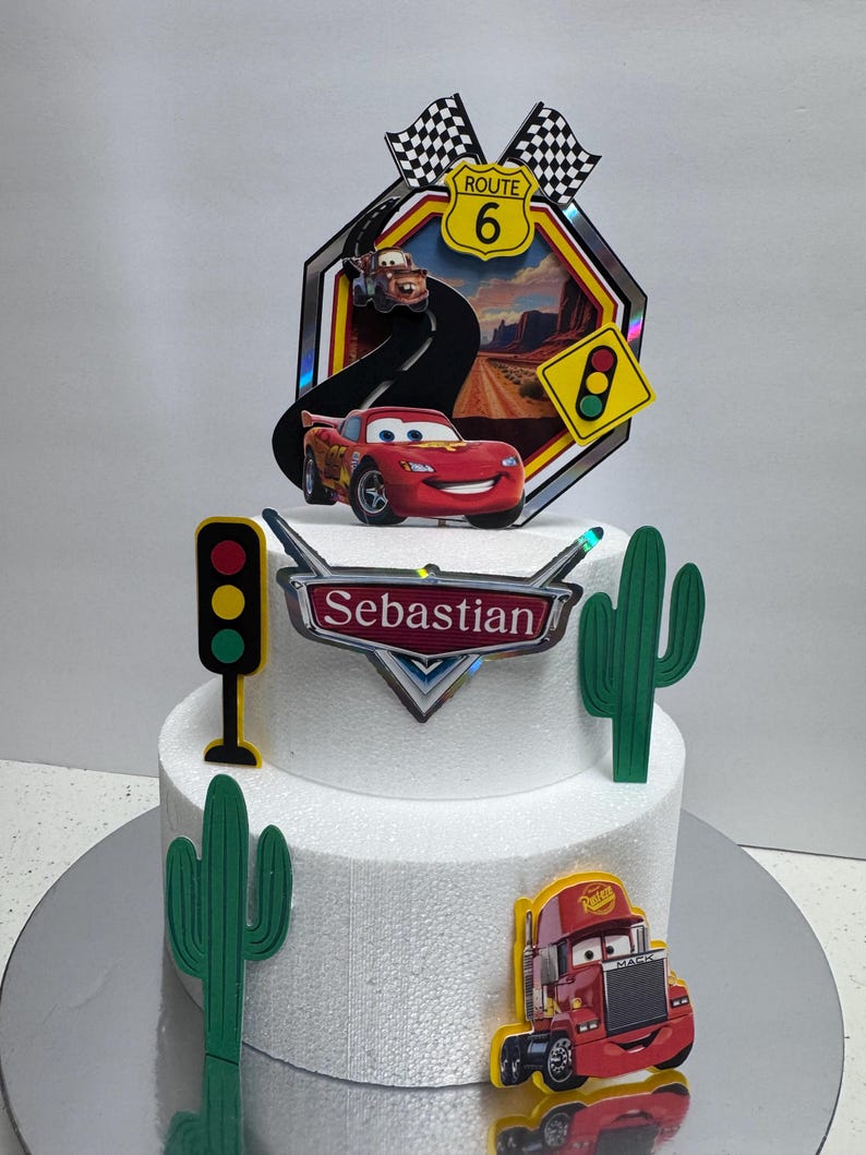 Lightning Mcqueen Cake Topper, Personalized Cars Birthday Party ...