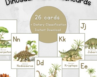 Dinosaur Alphabet Flashcards: ABC Learning, Montessori Homeschool (Digital)