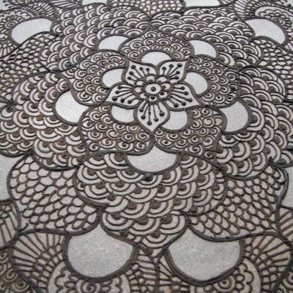 Henna Mandala Drum with intricate pattern, perfect gift for a musician