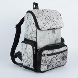 black white cowhide rucksuck