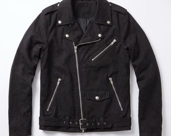 Veste en toile de coton Brando noire pour homme | Veste Harrington légère faite main, idéale au quotidien | Manteau d'été décontracté avec ceinture - Tenue d'Halloween