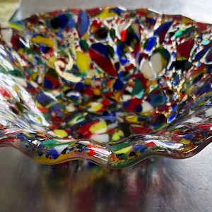 Cuenco de vidrio decorativo hecho a mano: pieza central única de vidrio artístico