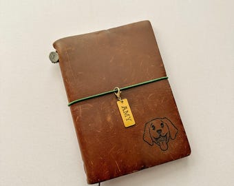 Travelers Notebook Brass Charm Tag with Custom Personalised Name