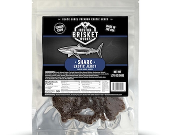 JERKY DE REQUIN - 100 % vraie viande de requin | collation aux fruits de mer exotiques | Cadeau badass pour petit ami, frère | Idée de nourriture océanique de nouveauté
