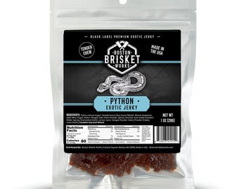 PYTHON JERKY - 100% Python Fleisch | Exotischer Wild Snack | Einzigartiges Geschenk für Männer, Freund, Ehemann | Neuheit Gag Geschenk & Coole Kerl Idee