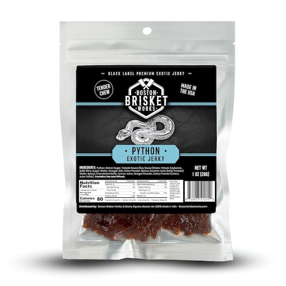 PYTHON JERKY - 100% Python Meat | Exotic Wild Game Snack | Unique Gift for Men, Boyfriend, Husband | Novelty Gag Gift & Cool Guy Idea
