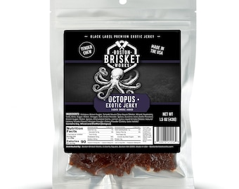 JERKY DE POULPE - Viande de tentacule 100 % vraie | Nourriture exotique étrange | Cadeau pour amateur de fruits de mer et mangeur aventureux | Une nouveauté bizarre pour lui