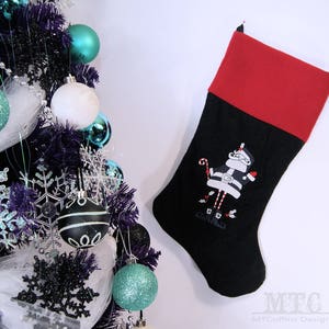 Modern  trendy Santa Claus Christmas Xmas Yule Holiday Embroidered Stocking MTCoffinz - Add a Name Option