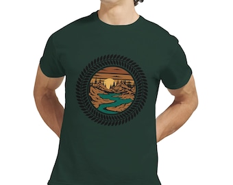Maglietta Sunset Wilderness / Maglietta da campeggio retrò / Maglietta girocollo pesante unisex (Gildan 5000)