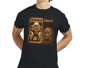 T-shirt Instagram vs réalité | t-shirt graphique meme drôle | Gildan® 5000