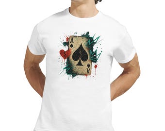 Camiseta gráfica As de Picas: Arte de póker grunge, camiseta unisex de peso pesado