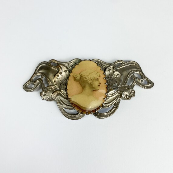Art Nouveau Buckle with Celluloid Image