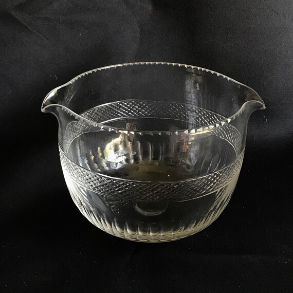 Antique 19th Century Pontil Cut Etched Glass Wine Rinser