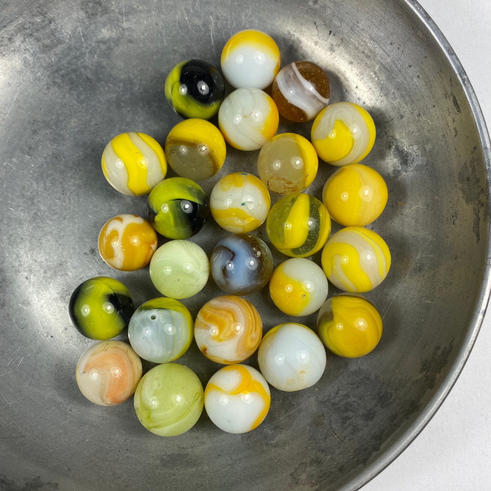 25 Vintage Yellow Marbles Etsy